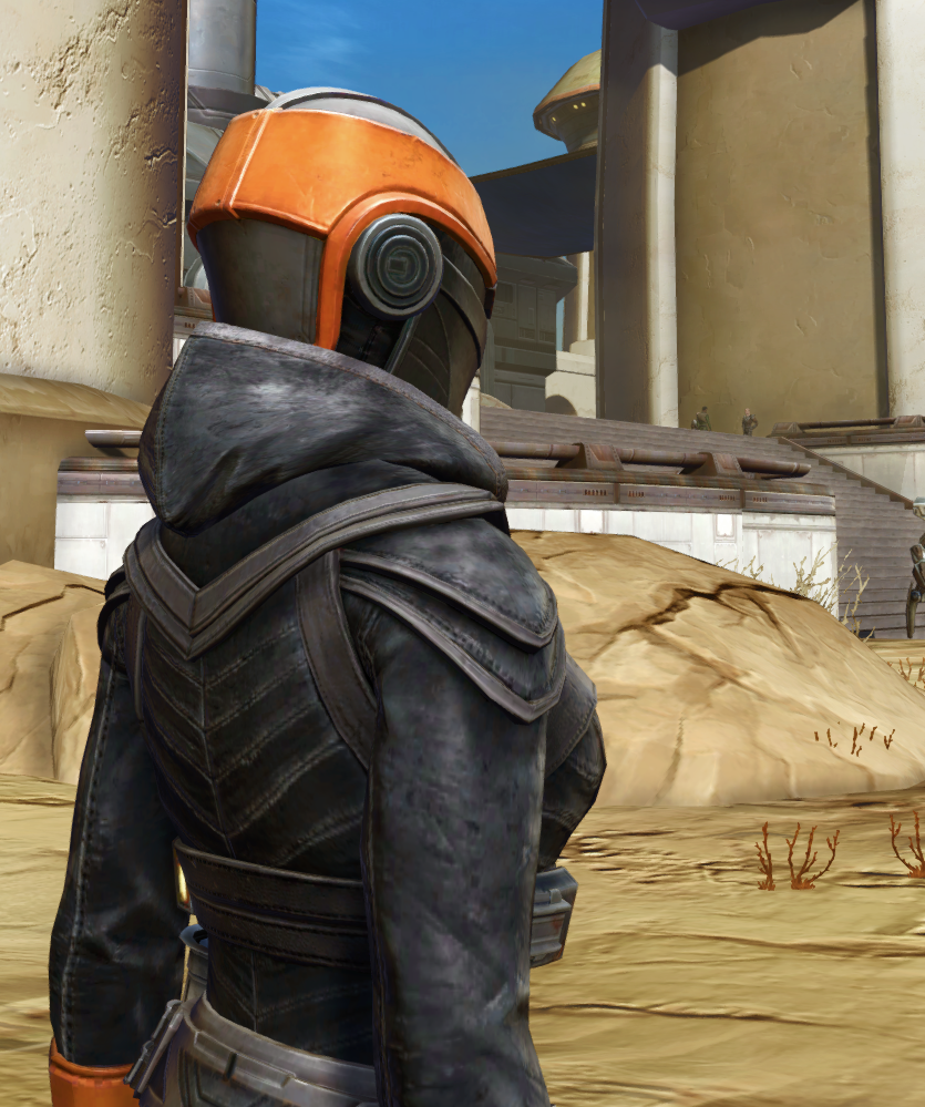 Imperial Reaper (Hood Down) Armor Set detailed back view from Star Wars: The Old Republic.