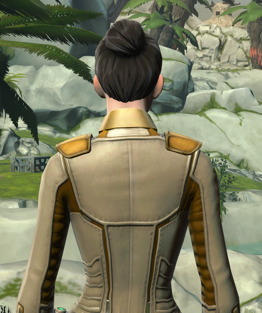 Balmorran Arms Corporate Shirt Armor Set detailed back view from Star Wars: The Old Republic.