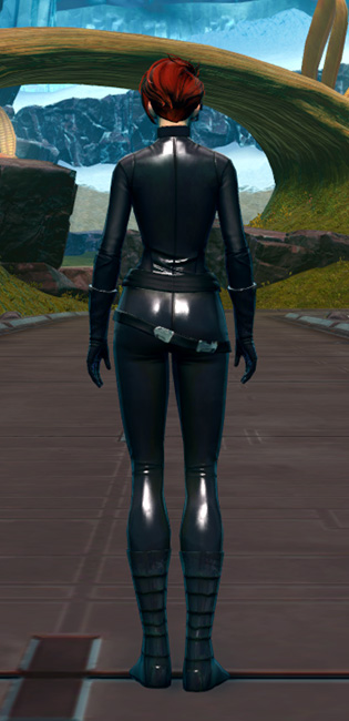 Black Efficiency Scanner Armor Set player-view from Star Wars: The Old Republic.