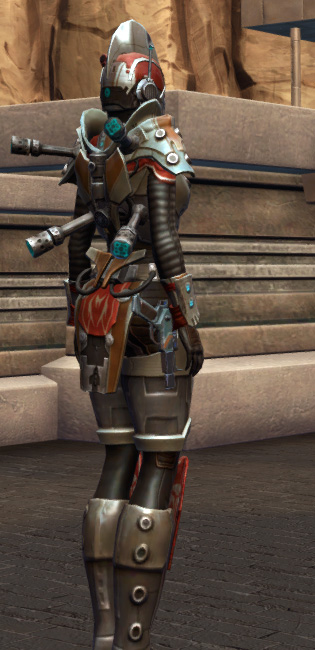 Rakata Boltblaster (Imperial Armor Set player-view from Star Wars: The Old Republic.