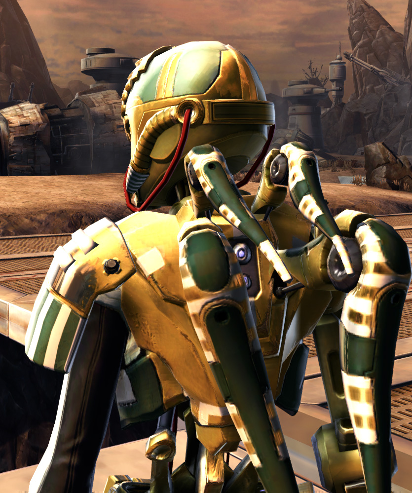 Series 79 Aureate Cybernetic Armor Set detailed back view from Star Wars: The Old Republic.